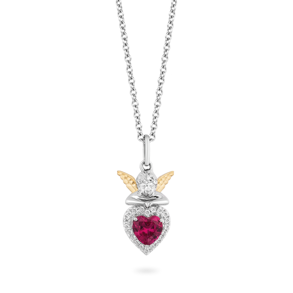 Hallmark Fine Jewelry Cherub with Heart Pendant & Created Ruby View 1