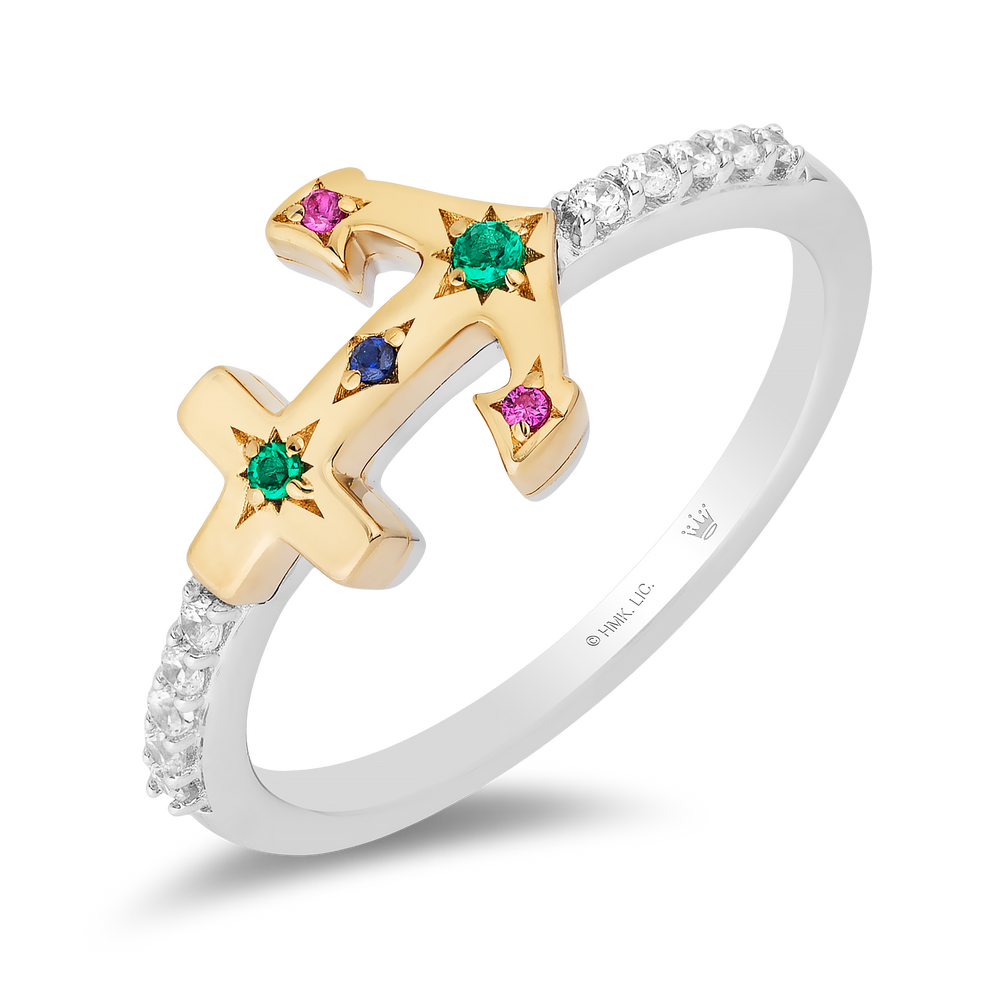 Hallmark Fine Jewelry Anchor Diamond Ring in Yellow Gold & Sterling Silver View 1