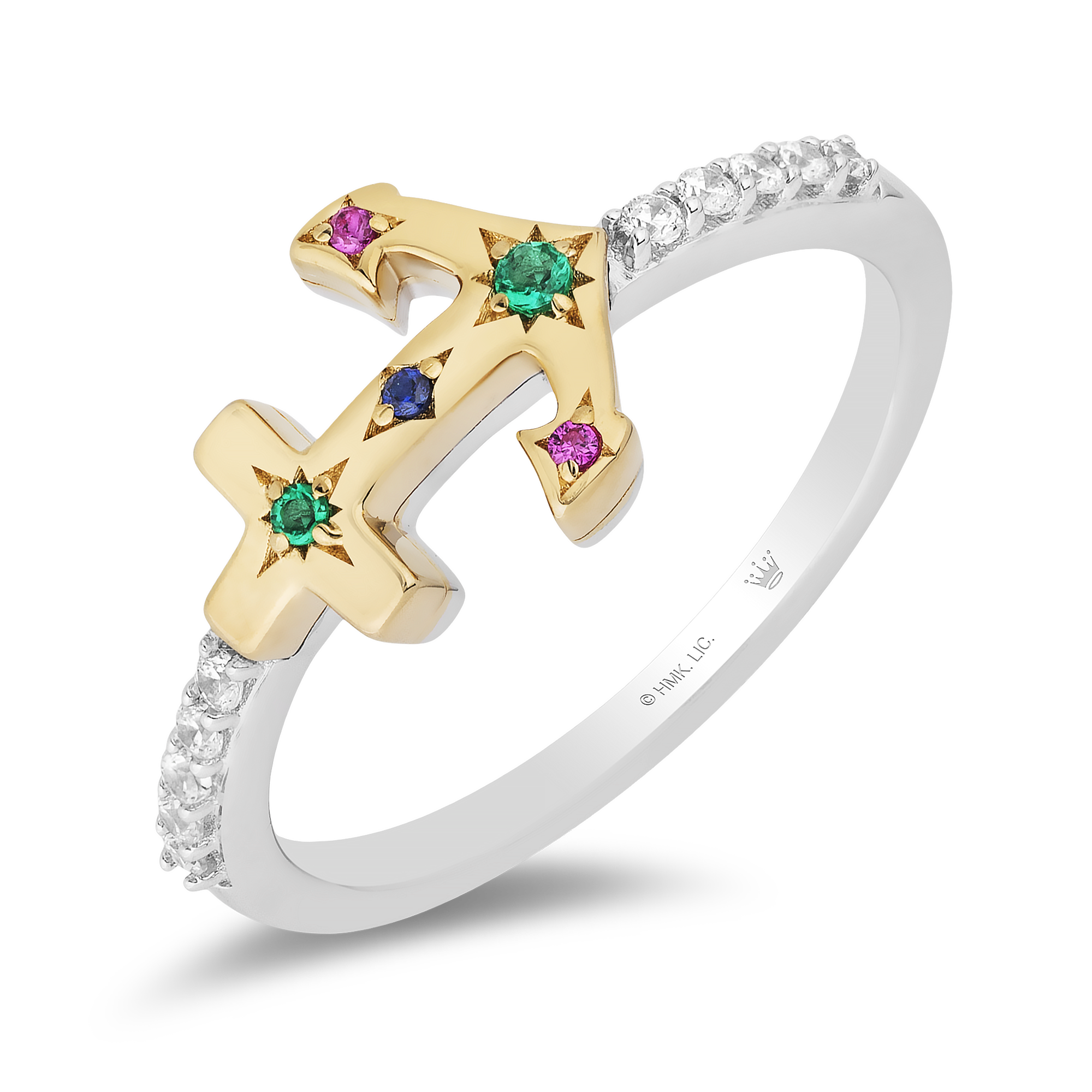 Hallmark Fine Jewelry Anchor Diamond Ring in Yellow Gold & Sterling ...