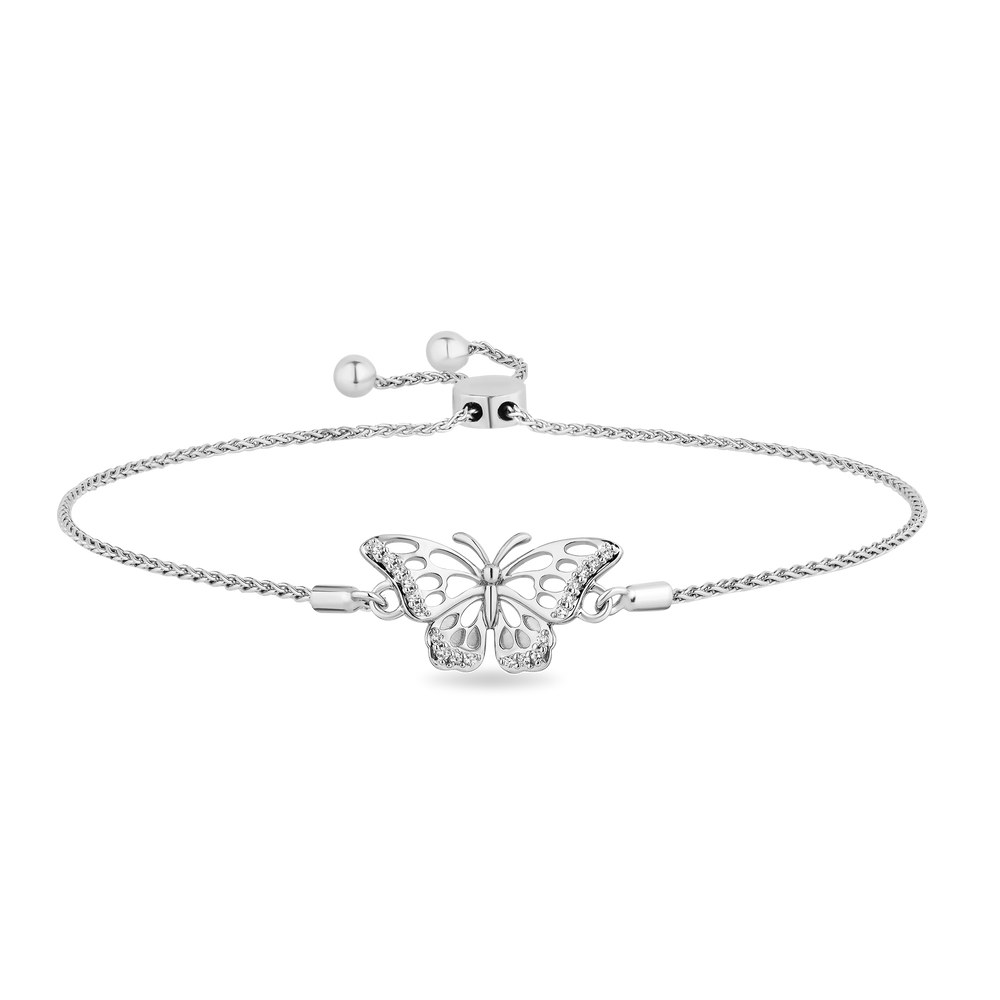 Hallmark Fine Jewelry Butterfly Bolo Diamond Bracelet in Sterling Silver View 1
