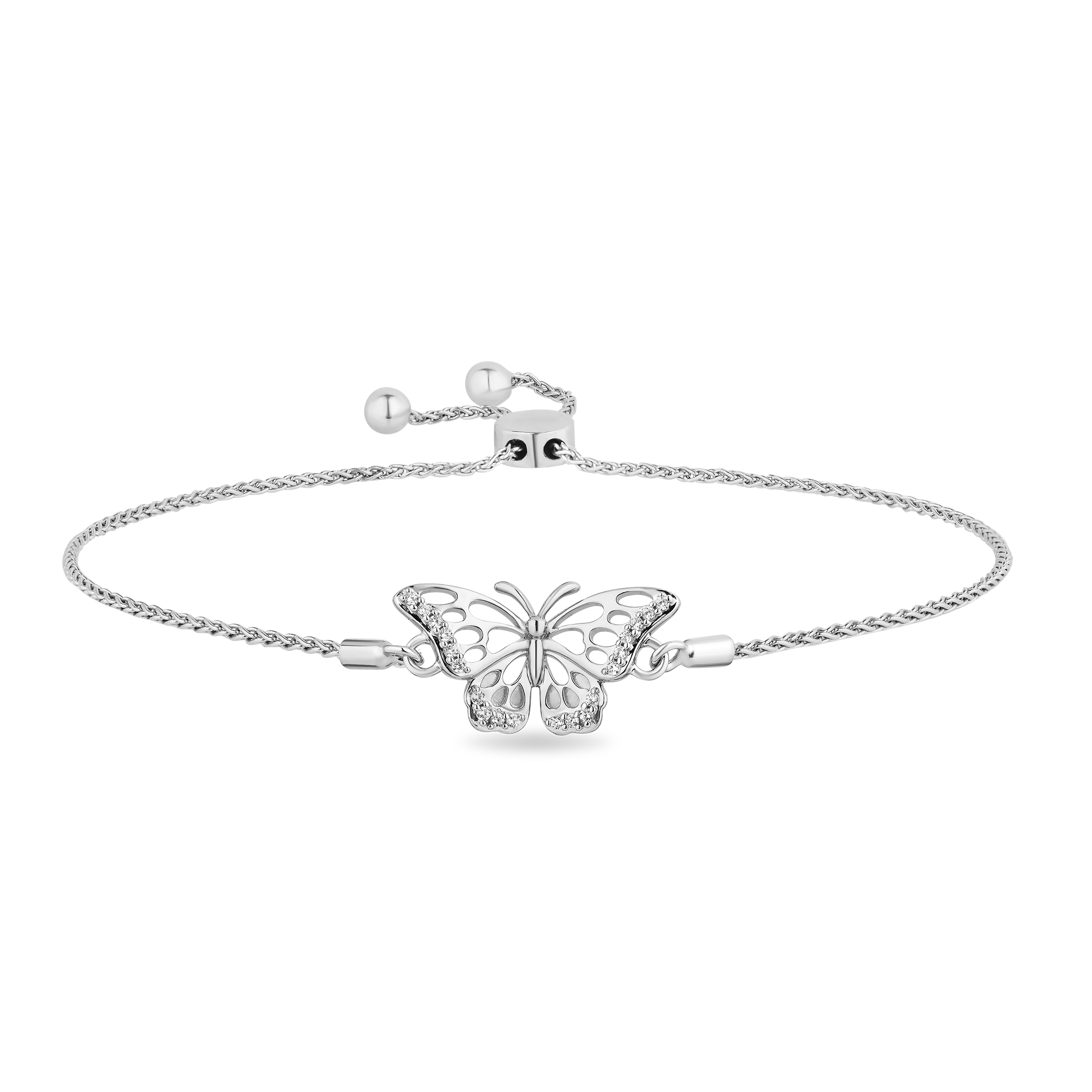 Hallmark Fine Jewelry Monarch Butterfly Bolo Bracelet in Sterling Silver with Diamonds by Hallmark Diamonds I Fine Jewelry