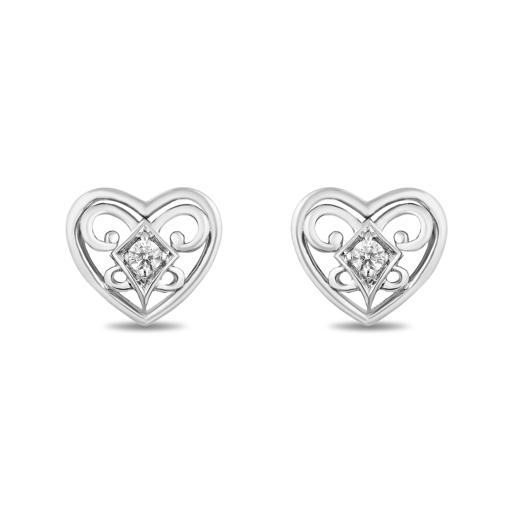 Silver heart diamond earrings store