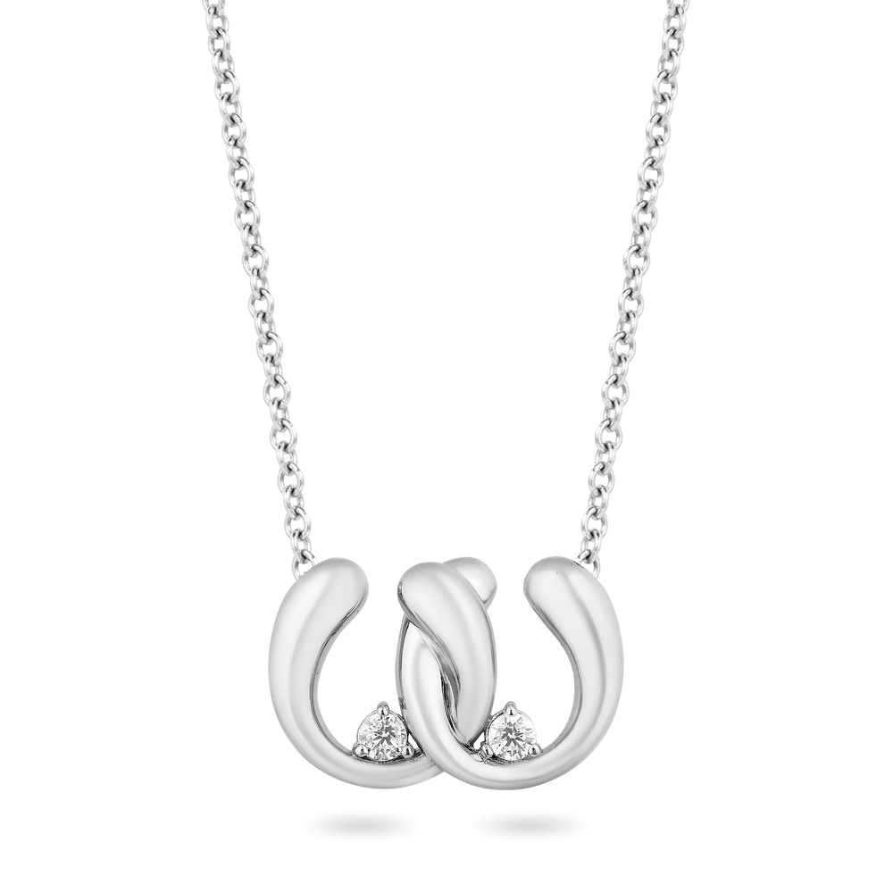 Hallmark Fine Jewelry Linked Horseshoe Diamond Pendant in Sterling Silver View 1
