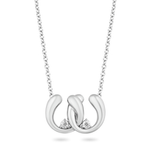 Load image into Gallery viewer, Hallmark Fine Jewelry Linked Horseshoe Diamond Pendant in Sterling Silver View 1
