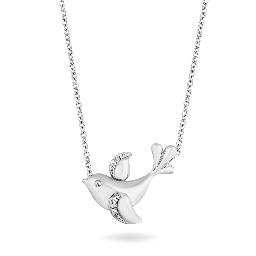 Hallmark Fine Jewelry Joyful Dove Diamond Pendant in Sterling Silver View 1