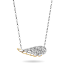 Load image into Gallery viewer, Hallmark Fine Jewelry Wing Diamond Necklace in Sterling Silver &amp; Yellow Gold with 1/10 CTTW View 1
