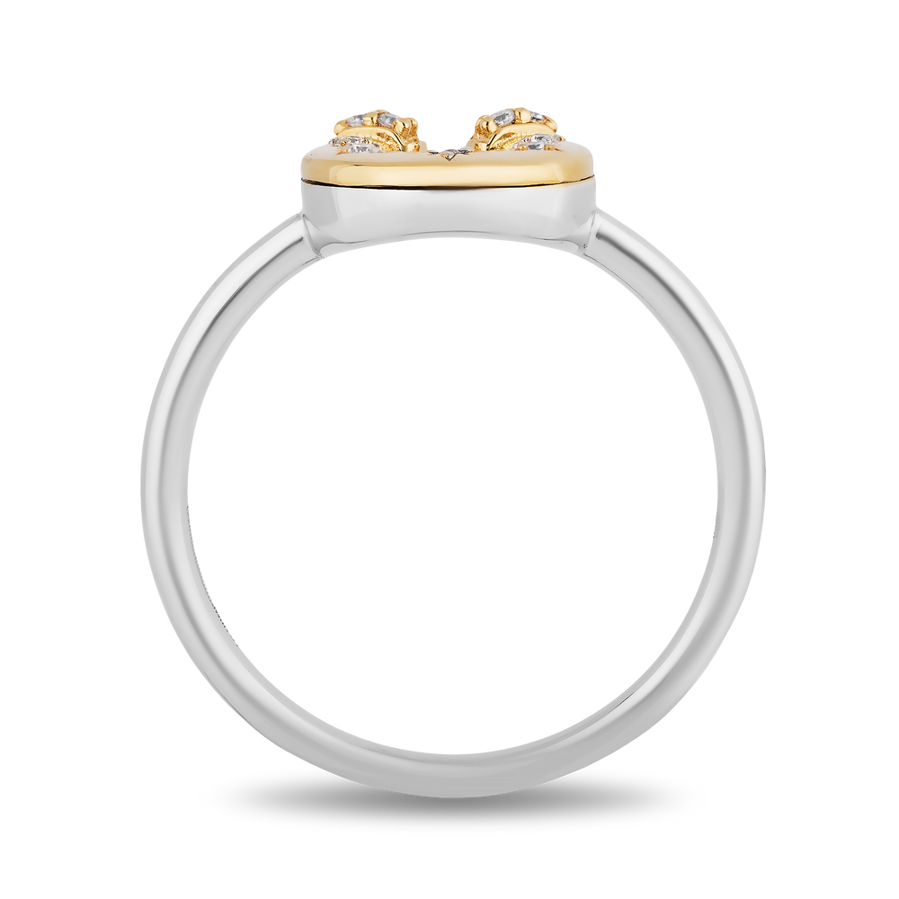 Hallmark Fine Jewelry Horseshoe Diamond Ring in Yellow Gold & Sterling Silver View 1
