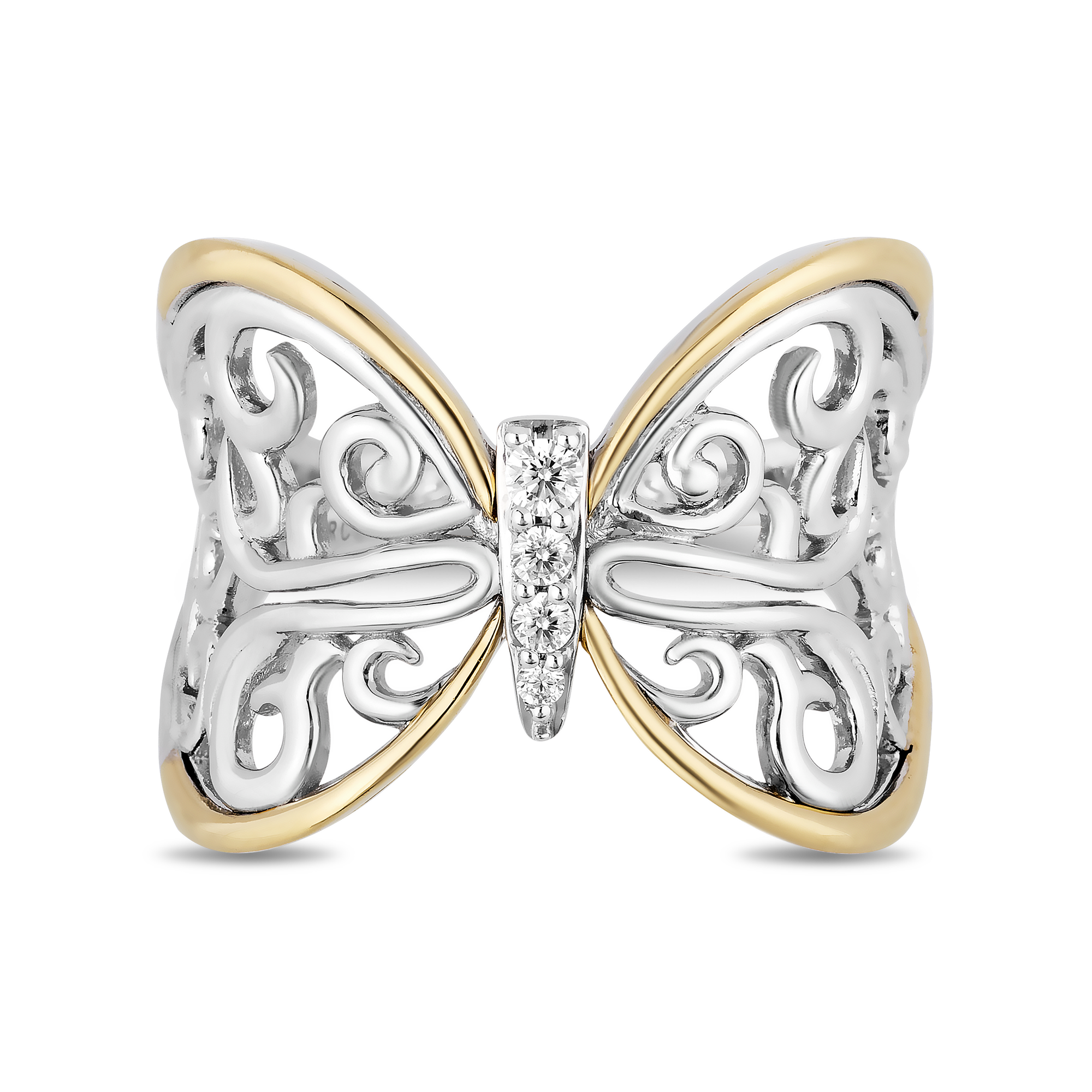 Hallmark Fine Jewelry Filigree Fashion Butterfly Diamond Ring in Sterling  Silver & Yellow Gold | Jewelry by Hallmark Fine Jewelry