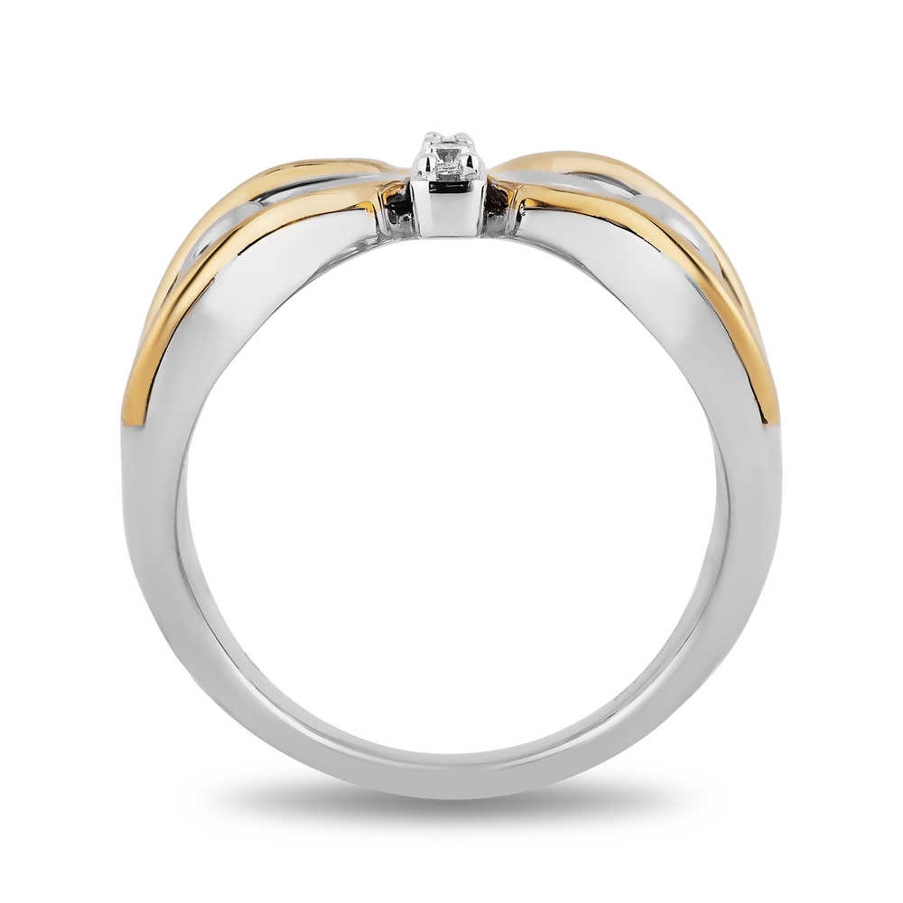 Hallmark Fine Jewelry Filigree Fashion Butterfly Diamond Ring in Sterling Silver & Yellow Gold View 1