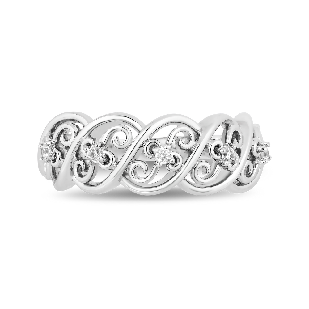 Hallmark Fine Jewelry Filigree Fashion Wide Band Diamond Ring in Sterling Silver View 1