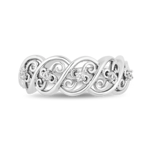 Load image into Gallery viewer, Hallmark Fine Jewelry Filigree Fashion Wide Band Diamond Ring in Sterling Silver View 1
