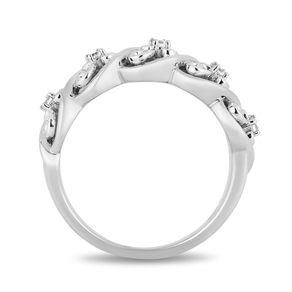 Hallmark Fine Jewelry Filigree Fashion Wide Band Diamond Ring in Sterling Silver View 1