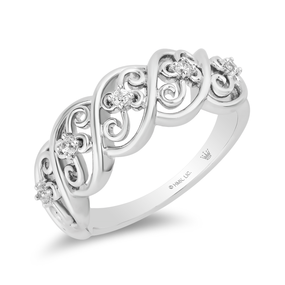 Hallmark Fine Jewelry Filigree Fashion Wide Band Diamond Ring in Sterling Silver View 1