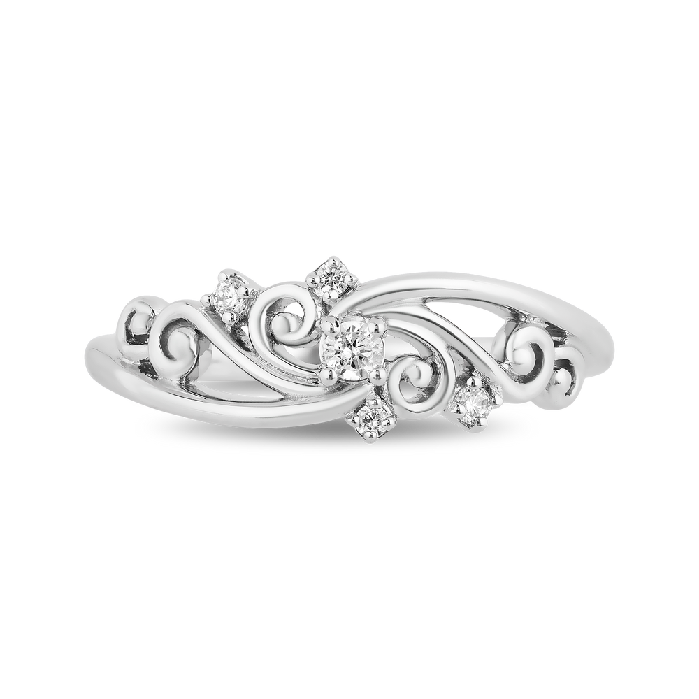 Hallmark Fine Jewelry Filigree Swirl Tapered Fashion Diamond Ring in Sterling Silver View 1