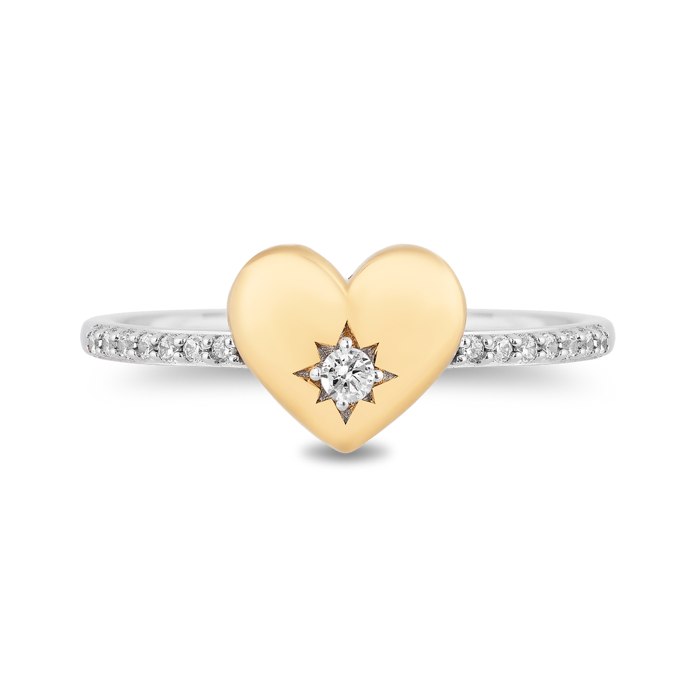 Hallmark Fine Jewelry Puffed Heart Diamond Ring in Yellow Gold & Sterling Silver View 1