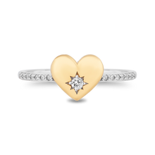 Load image into Gallery viewer, Hallmark Fine Jewelry Puffed Heart Diamond Ring in Yellow Gold &amp; Sterling Silver View 1
