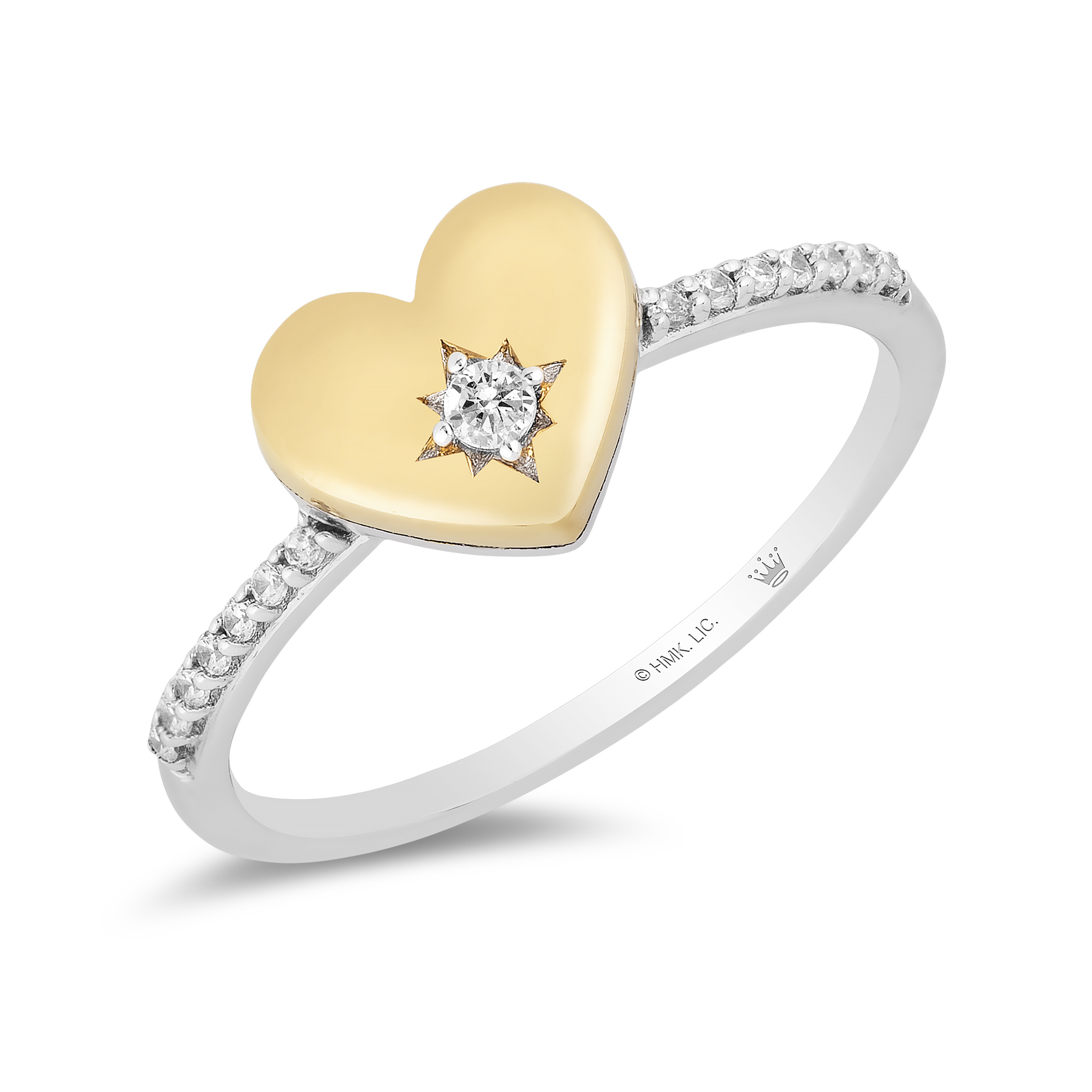 Hallmark Fine Jewelry Puffed Heart Diamond Ring in Yellow Gold