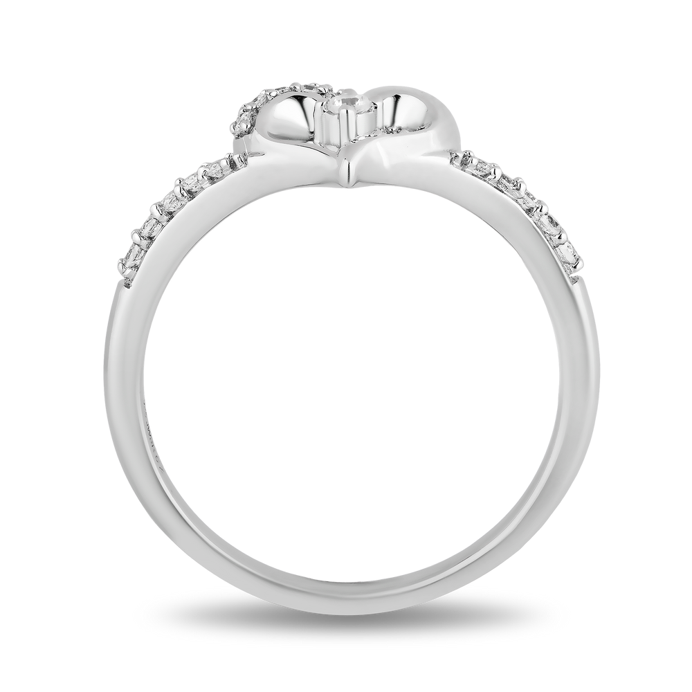 Hallmark Fine Jewelry Heart Chevron Diamond Ring in Sterling Silver View 1