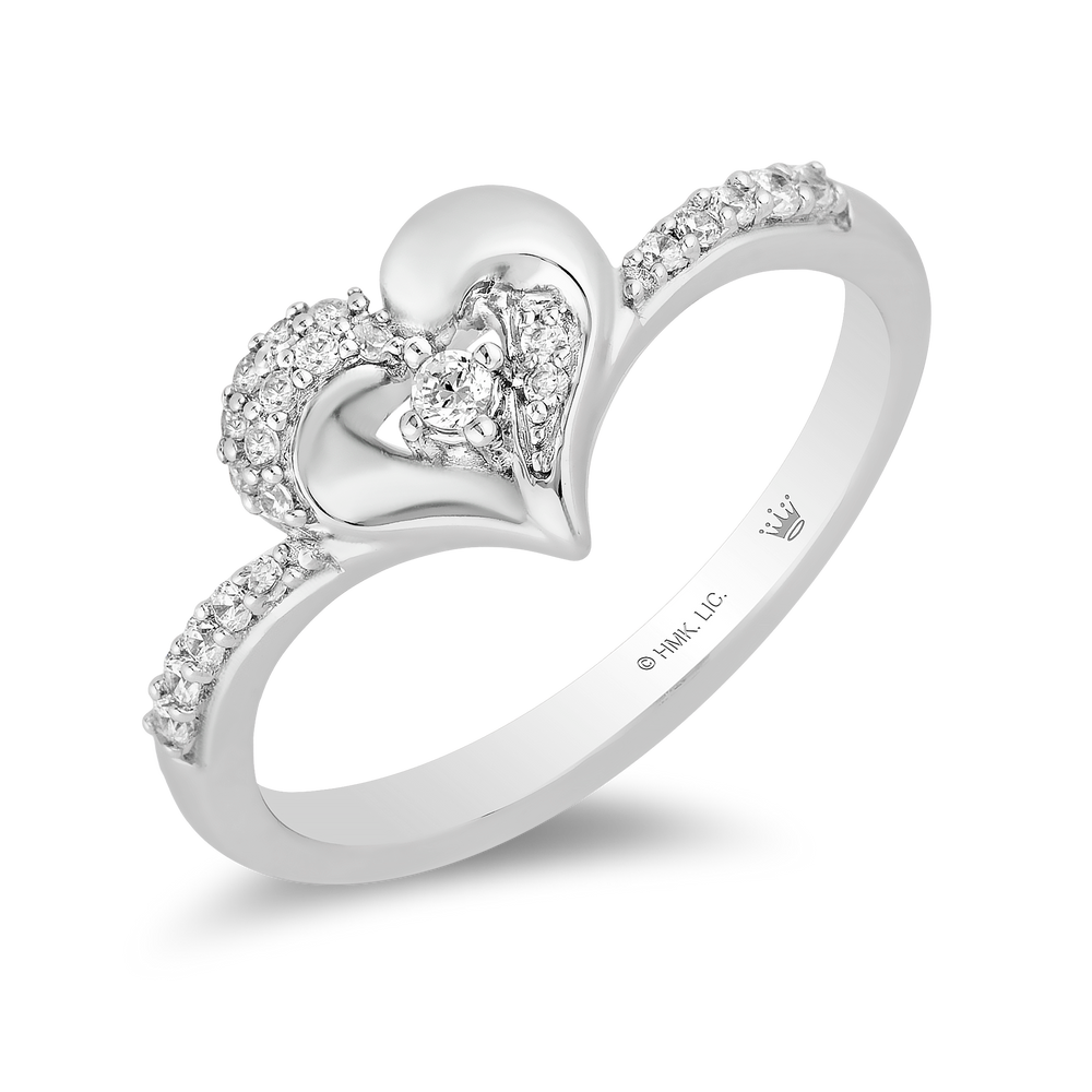 Hallmark Fine Jewelry Heart Chevron Diamond Ring in Sterling Silver View 1