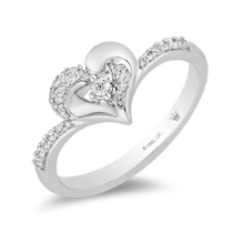 Load image into Gallery viewer, Hallmark Fine Jewelry Heart Chevron Diamond Ring in Sterling Silver View 1
