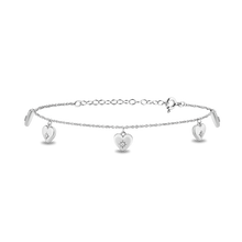 Load image into Gallery viewer, Hallmark Fine Jewelry Puffed Heart Diamond Anklet in Sterling Silver of Star Set Diamonds View 1
