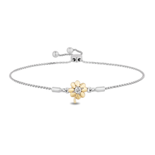 Load image into Gallery viewer, Hallmark Fine Jewelry Clover Adjustable Bolo Diamond Bracelet in Yellow Gold &amp; Sterling Silver View 1
