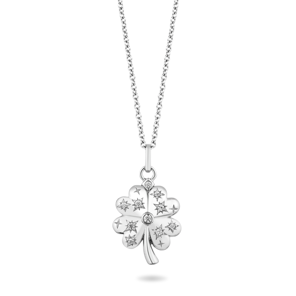 Hallmark Fine Jewelry Clover Diamond Pendant in Sterling Silver View 1
