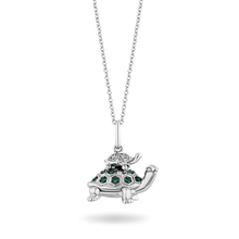Load image into Gallery viewer, Hallmark Fine Jewelry Turtle Diamond Pendant in Sterling Silver &amp; Created Emerald View 1
