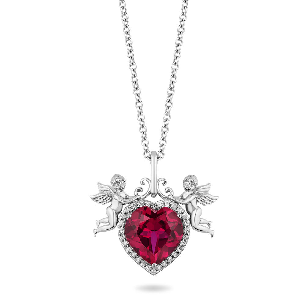 Hallmark Fine Jewelry Cherubs in Sterling Silver & Created Ruby View 1