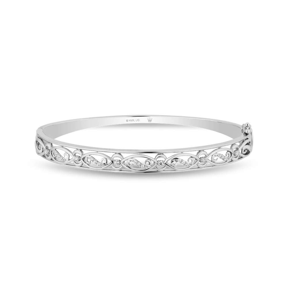 Hallmark Fine Jewelry Teardrop Lace Bangle in Sterling Silver with Diamonds