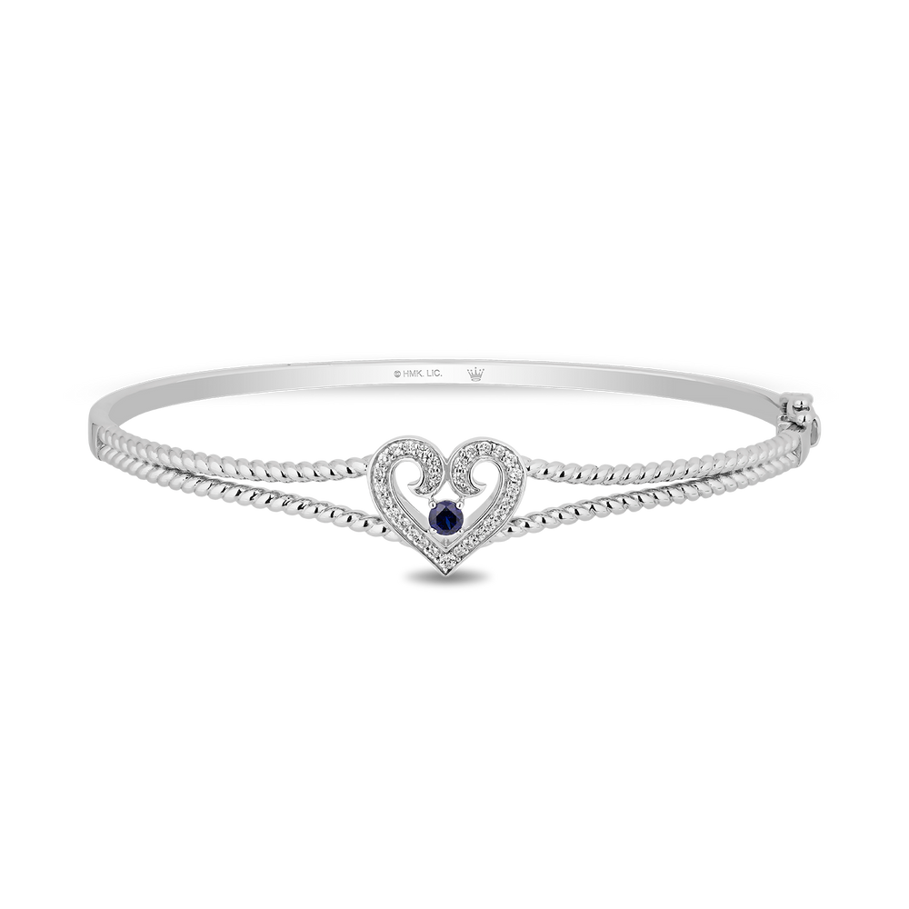 Hallmark Fine Jewelry Follow Your Heart Bangle in Sterling Silver with Created Blue Sapphire & Diamonds