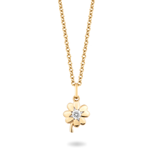 Load image into Gallery viewer, Hallmark Fine Jewelry Minimalist Clover Pendant in 14K Yellow Gold with Diamond
