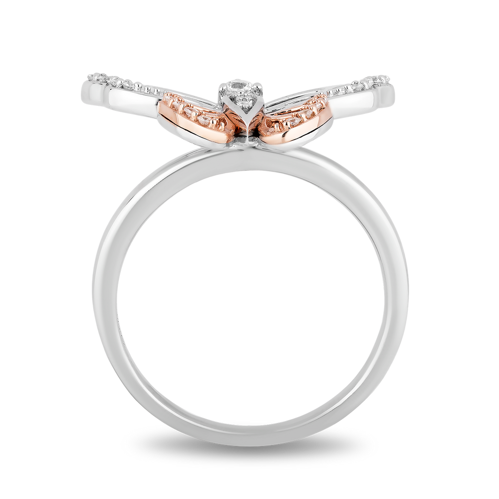 Hallmark Fine Jewelry Flight of the Butterfly Ring in Sterling Silver & 14K Rose Gold with Diamonds