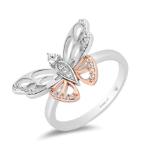 Load image into Gallery viewer, Hallmark Fine Jewelry Flight of the Butterfly Ring in Sterling Silver &amp; 14K Rose Gold with Diamonds
