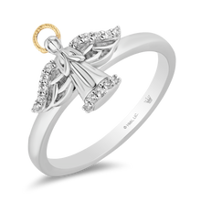 Load image into Gallery viewer, Hallmark Fine Jewelry Guardian Angel Ring in Sterling Silver and 14K Yellow Gold with Diamonds
