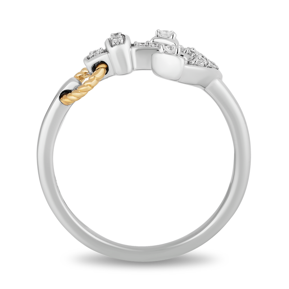 Hallmark Fine Jewelry Anchor Ring in Sterling Silver and 14K Yellow Gold with Diamonds