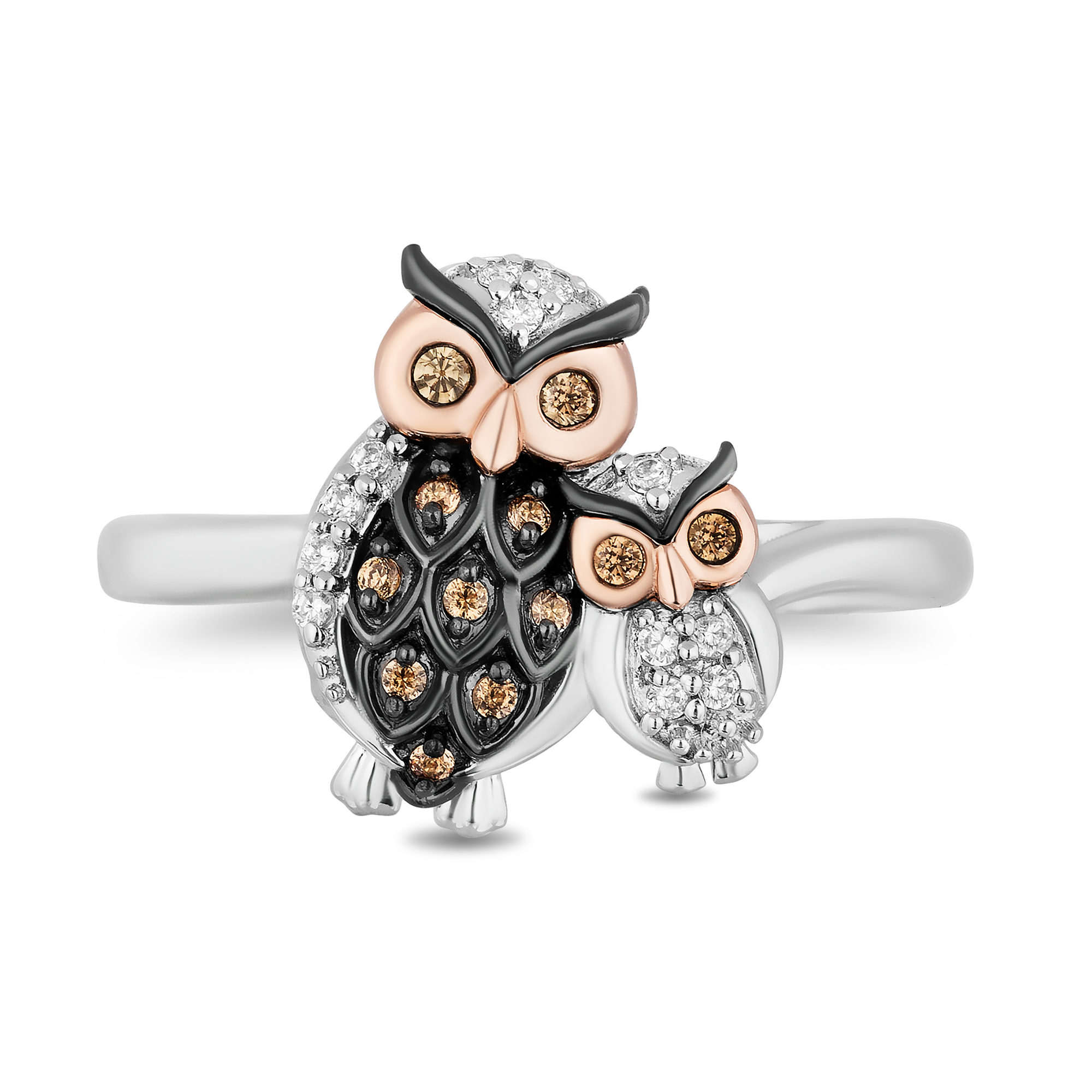 AFFY Night Owl Heart Promise Ring - 14k White Gold Over Sterling Silver With Simulated Birthstone