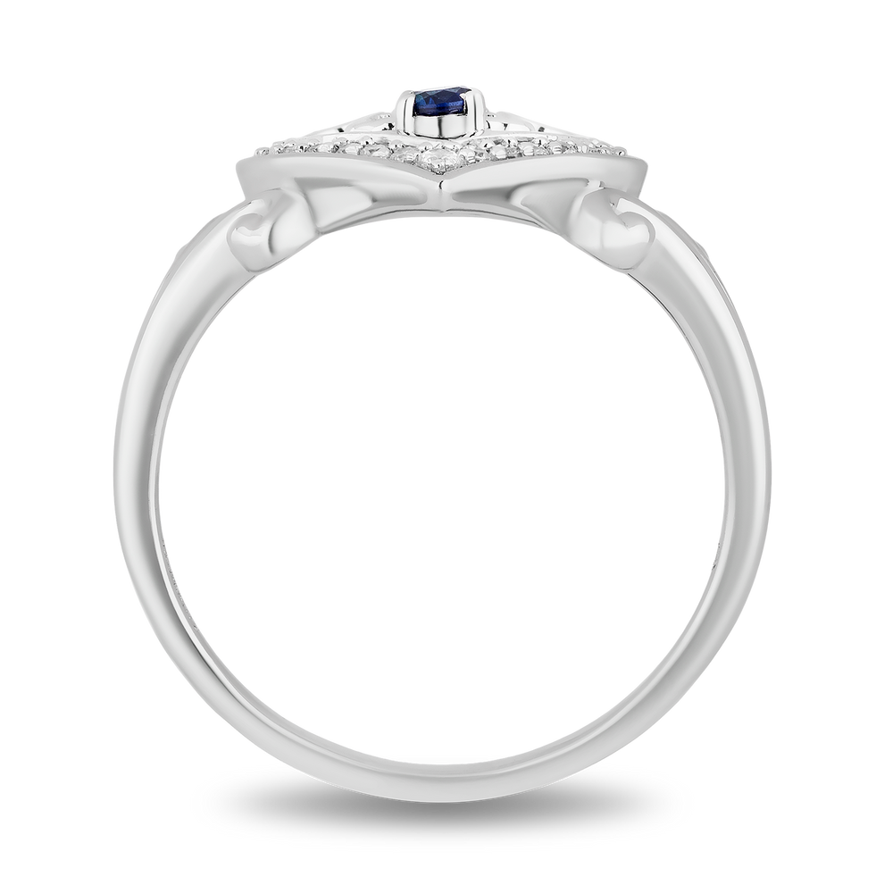 Hallmark Fine Jewelry Follow Your Heart Ring in Sterling Silver with Created Blue Sapphire & Diamonds