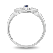 Load image into Gallery viewer, Hallmark Fine Jewelry Follow Your Heart Ring in Sterling Silver with Created Blue Sapphire &amp; Diamonds

