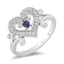 Load image into Gallery viewer, Hallmark Fine Jewelry Follow Your Heart Ring in Sterling Silver with Created Blue Sapphire &amp; Diamonds
