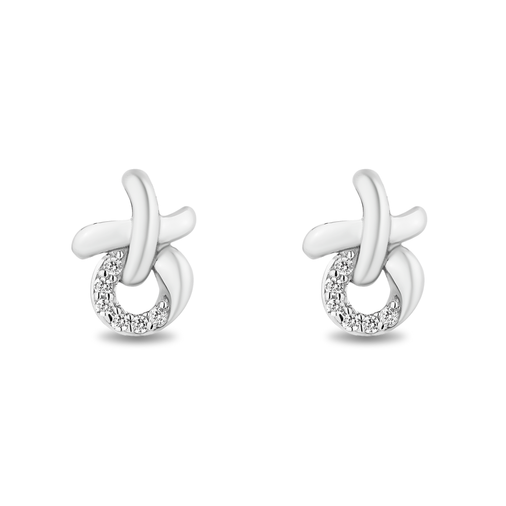 Hallmark Fine Jewelry Sculpted Hug and Kiss Earrings in sterling Silver with Diamond Accents