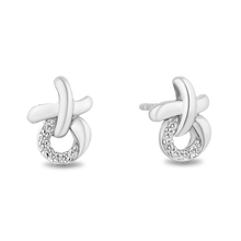 Load image into Gallery viewer, Hallmark Fine Jewelry Sculpted Hug and Kiss Earrings in sterling Silver with Diamond Accents
