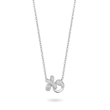 Load image into Gallery viewer, Hallmark Fine Jewelry Sculpted Hug and Kiss Necklace in Sterling Silver with 1/8 Cttw of Sparkling Diamonds
