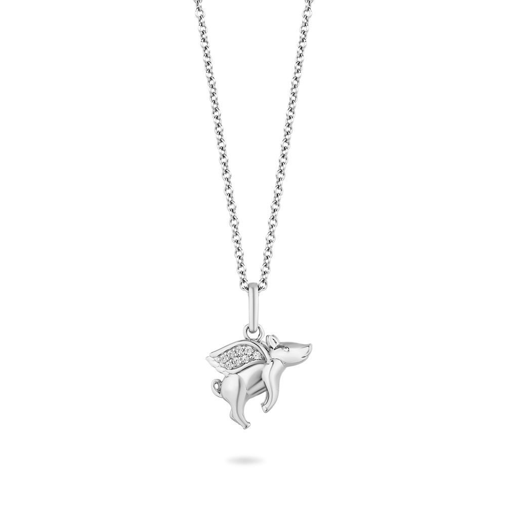 Hallmark Fine Jewelry “When Pigs Fly” Pendant in Sterling Silver with Diamonds