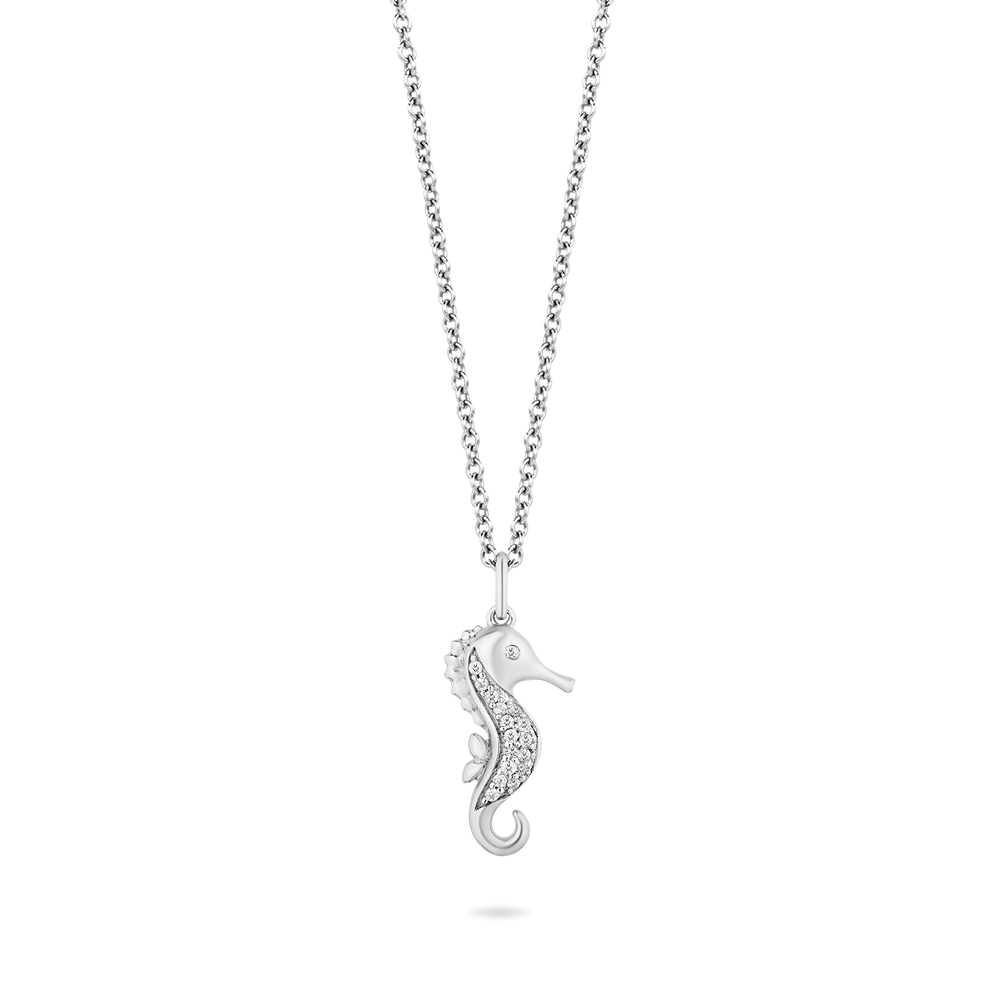 Hallmark Fine Jewelry Seahorse Pendant in Sterling Silver with Diamonds