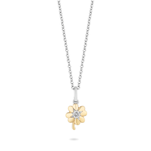 Load image into Gallery viewer, Hallmark Fine Jewelry Lucky Clover Pendant in 14K Yellow Gold &amp; Sterling Silver with Diamond
