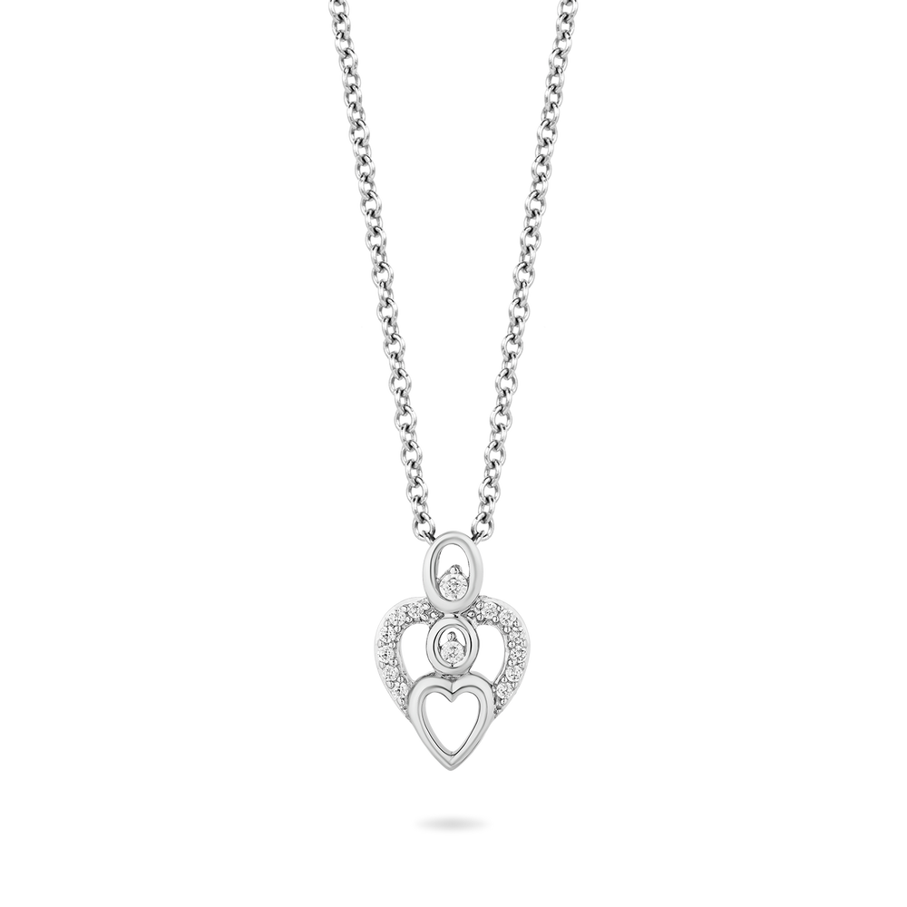 Hallmark Fine Jewelry Mother and Child Pendant in Sterling Silver with 1/10 Cttw of Diamonds