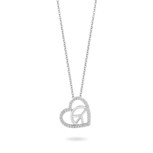 Load image into Gallery viewer, Hallmark Fine Jewelry Peace and Love Necklace in Sterling Silver with 1/5 Cttw of Diamonds
