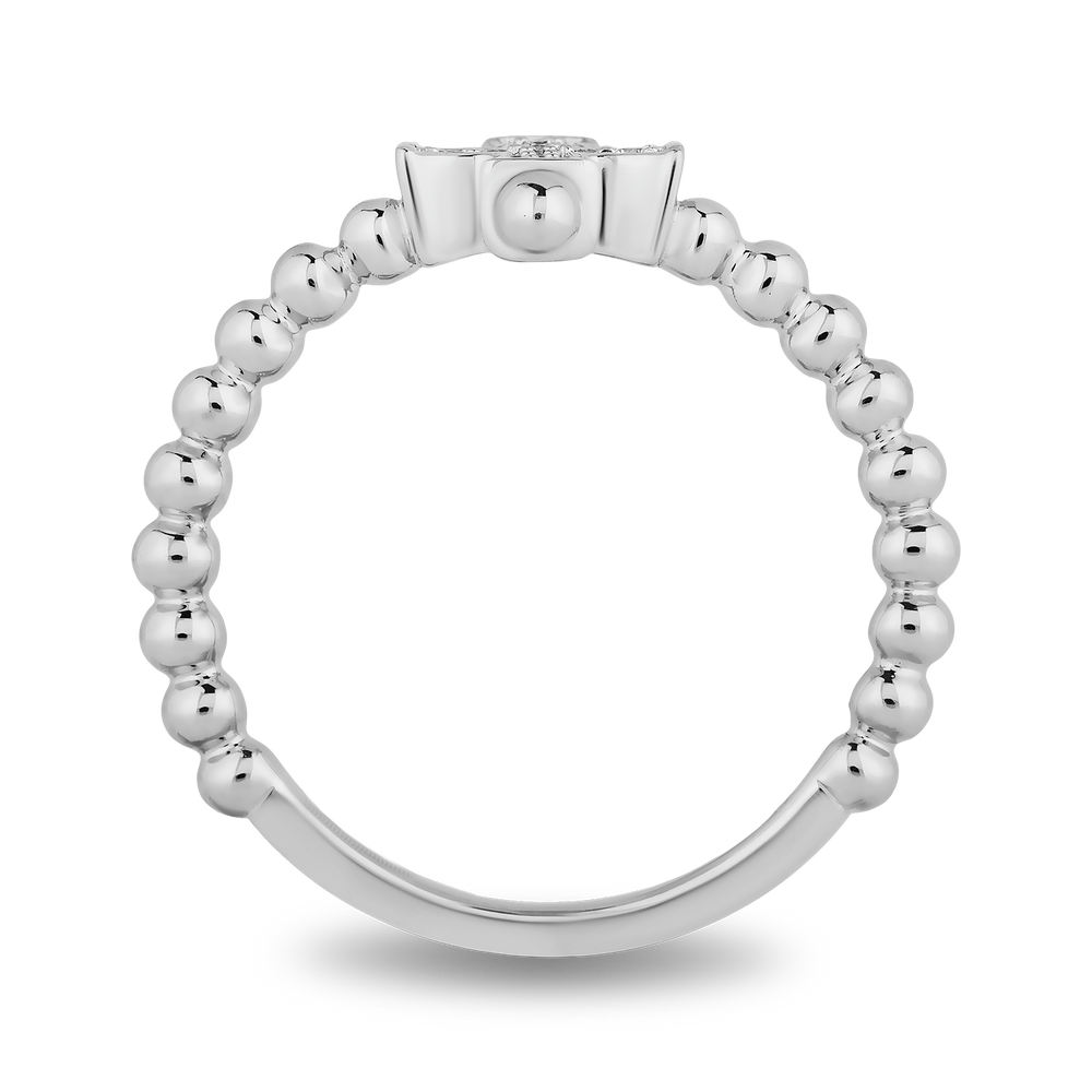 Hallmark Fine Jewelry Petite Beaded Cross Ring in Sterling Silver with Diamonds