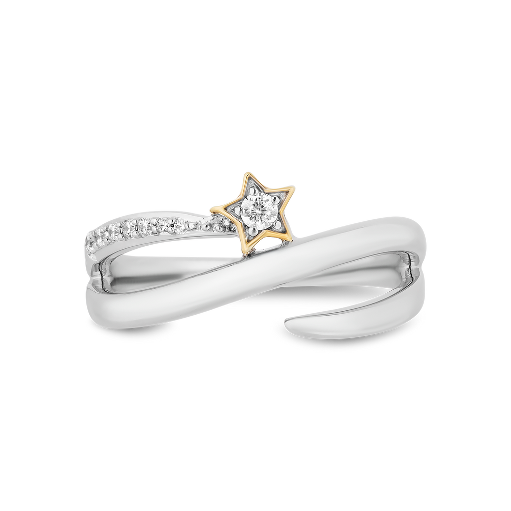 Hallmark Fine Jewelry Wrap Star Ring in Sterling Silver & 14K Yellow Gold with Diamonds